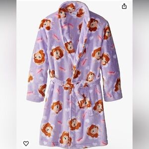 Disney Princess Sofia Plush Bath Robe Little Girl Soft Warm Belt Tie Sz S(6/6X)